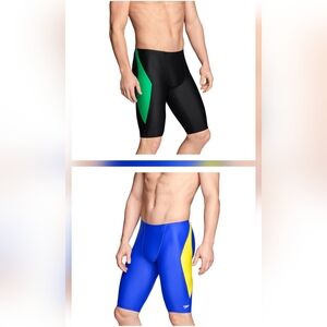 Speedo Endurance+ Men’s Jammer Swim Suit Performance Shorts Lot (2) Size 28